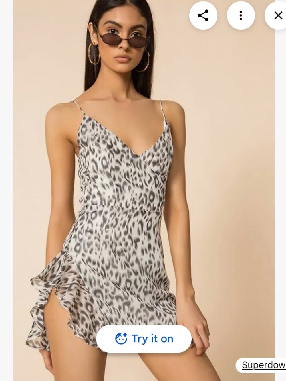 Superdown Revolve Kina Leopard Print Ruffle Mini Dress Medium